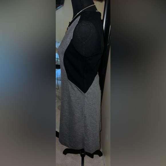 DKNY Grey and Black Beautiful Contemporary Stunning Zipper Back Dress - Picture 3 of 5